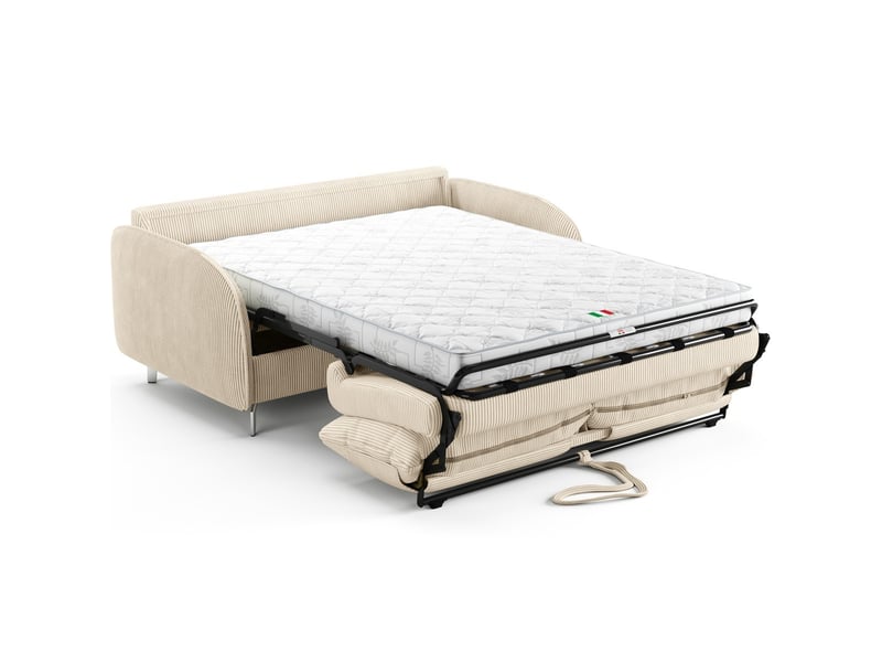 Canapé droit convertible 3 places en velours côtelé beige - ouverture express - novoli Novoli - Conforama D