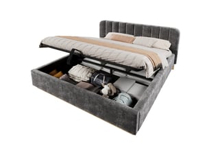 Lit coffre 180x200 cm SAPGAKS   coloris gris