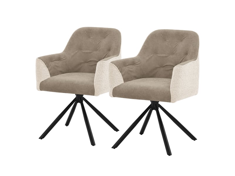  Ml-design lot de 2 chaises de salle à manger cuisine, pivotantes à 360°, en tissu tissé et simili, avec accoudoirs et dossier, cadre en acier, pieds réglables, rembourrage confortable, beige ECD Germany GmbH - Conforama A