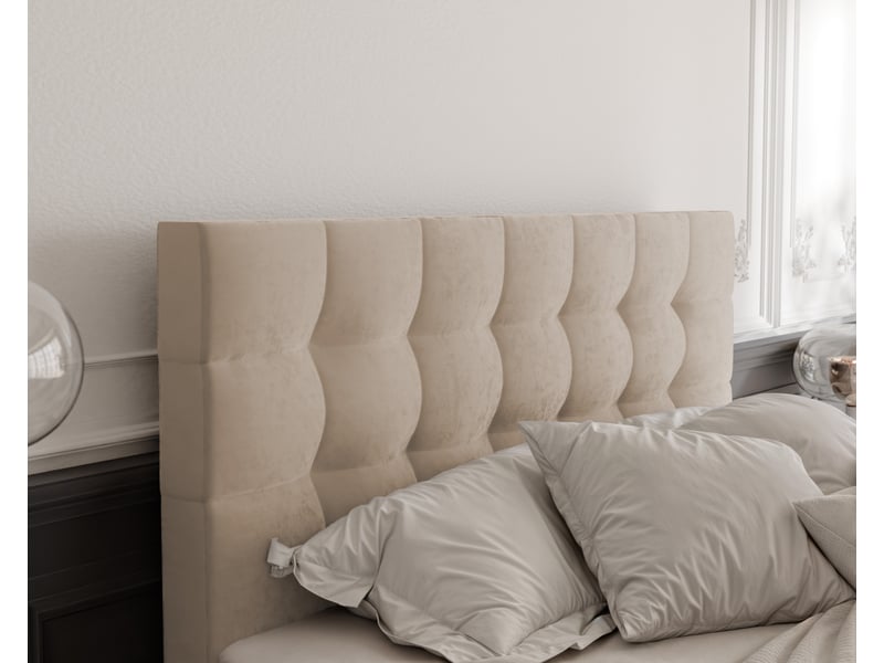  Lit adulte grand - 180x200 cm - matelas ressorts + surmatelas - coffre de rangement - velours dense hydrofuge beige clair GRAND - Conforama D
