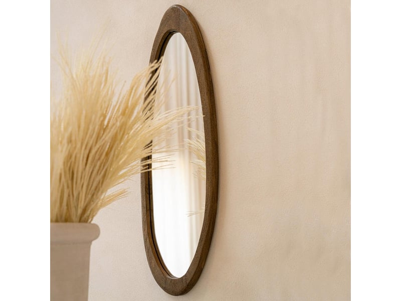  Miroir mural ovale en bois nils 100cm marron  - Conforama D