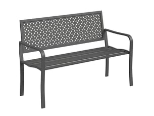 Banc de jardin 2 places 127 x 61 cm – gris foncé – acier traité contre la rouille avec accoudoirs