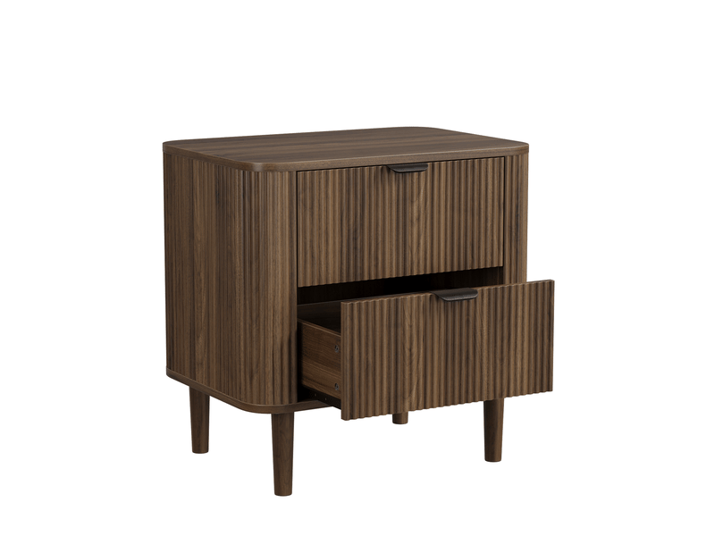  Table de chevet 57x40x57 cm avec 2 tiroirs, pieds en bois, mdf couleur marron, design simple  - Conforama A