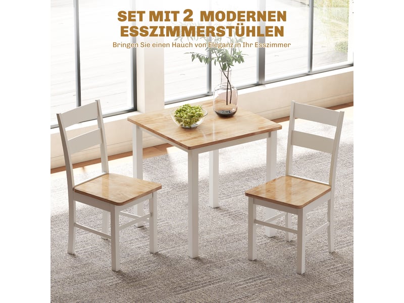  Lot de 2 chaises en bois d'hévéa coloris chêne et blanc 40 x 50,5 x 88,5 cm  - Conforama D