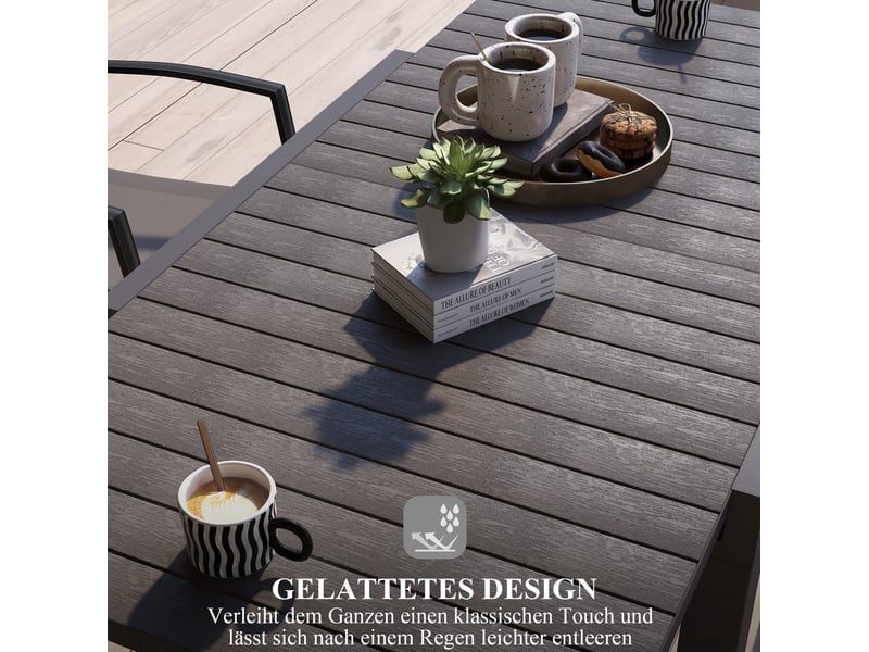  Table de jardin extensible 81x80x75 cm et 162x80x75 cm 6 personnes métal gris  - Conforama D