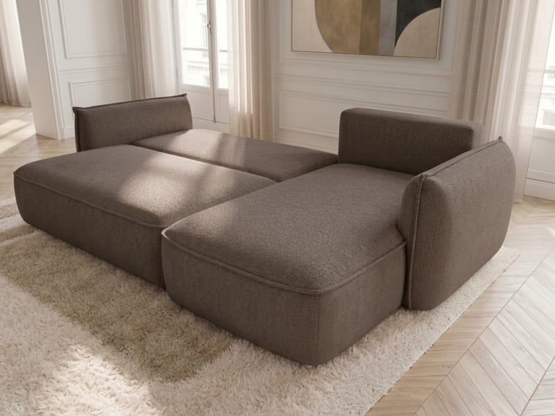 Bobochic canapé d'angle convertible réversible esmee tissu chenille taupe réversible ESMEE - Conforama D