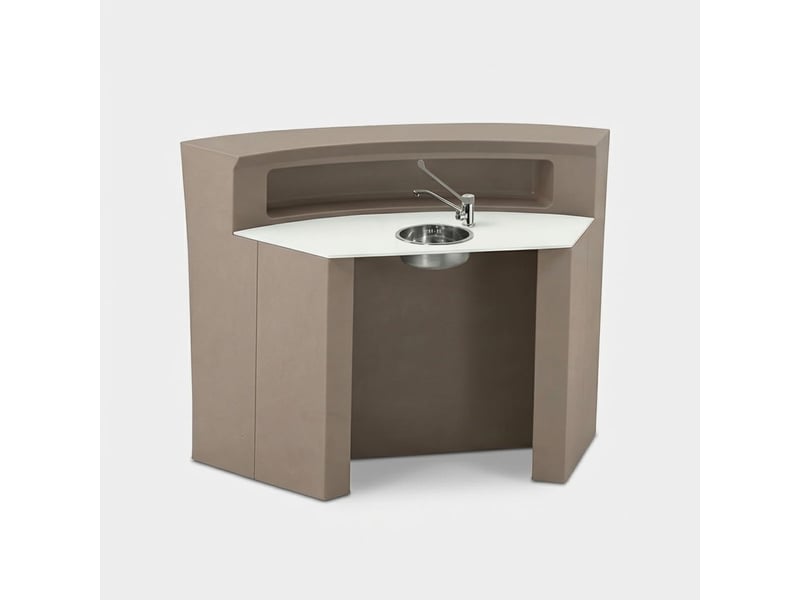 Comptoir bar professionnel courbé avec lavabo intégré hangar blanc - beige - Conforama A
