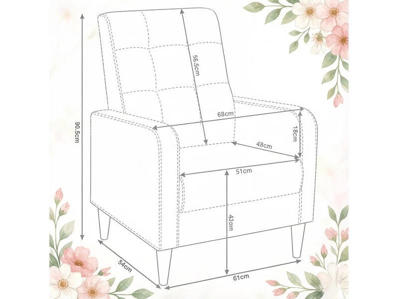 Fauteuil 61 x 54 x 90,5 cm gris clair en lin et bois, dossier haut avec accoudoirs pour salon et chambre  - Conforama C