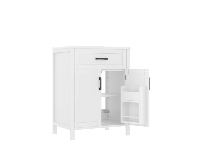  Meuble sous vasque avec 2 portes, 1 tiroir et étagère réglable, vasque en céramique, salle de bain, 60×46×84,8 cm  - Conforama A