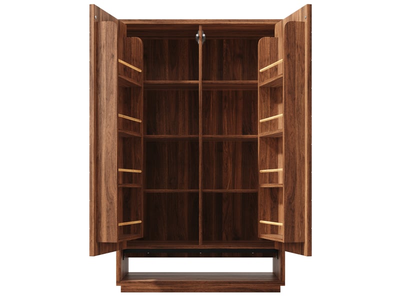 Buffet de cuisine haut effet bois foncé à 2 portes et 8 niveaux, 100 cm Fay Lum - Conforama R