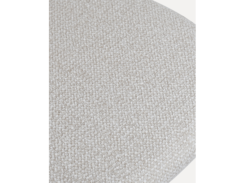  Chaise de salle à manger lot de 2 avec assise rembourrée et dossier incurvé en bois et tissu naturel blanc cassé  - Conforama D