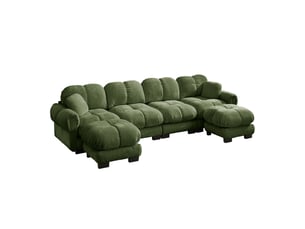 Canapé en u 4 places - 330x149x90cm - sofa cloud modulable en chenille avec 2 ottomans, coussins et assise xl - vert
