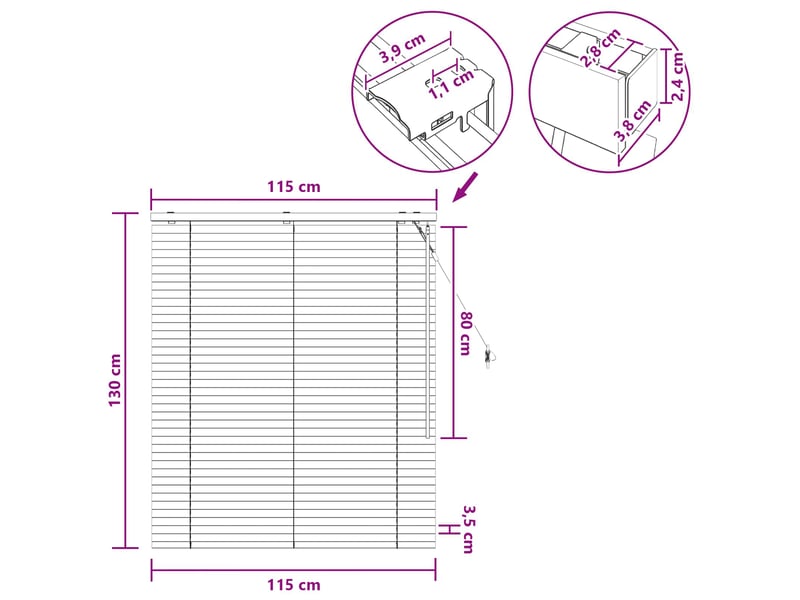  Store vénitien, store de fenêtre marron foncé 115 x 130 cm 35 mm cf47962  - Conforama E