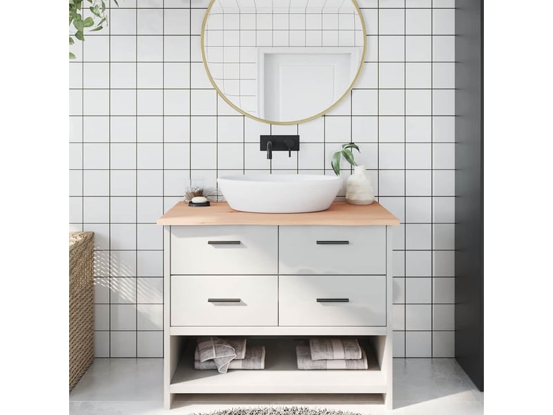 Comptoir de salle de bain, plan de travail 100x60x2 cm bois massif non traité cf65712 - Conforama B