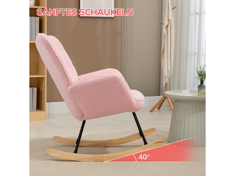  Fauteuil à bascule rose en imitation peau de mouton pour chambre  - Conforama E