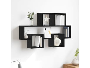 Étagère flottante, étagère suspendue montage mural chêne noir 82 x 15 x 51 cm cf42517