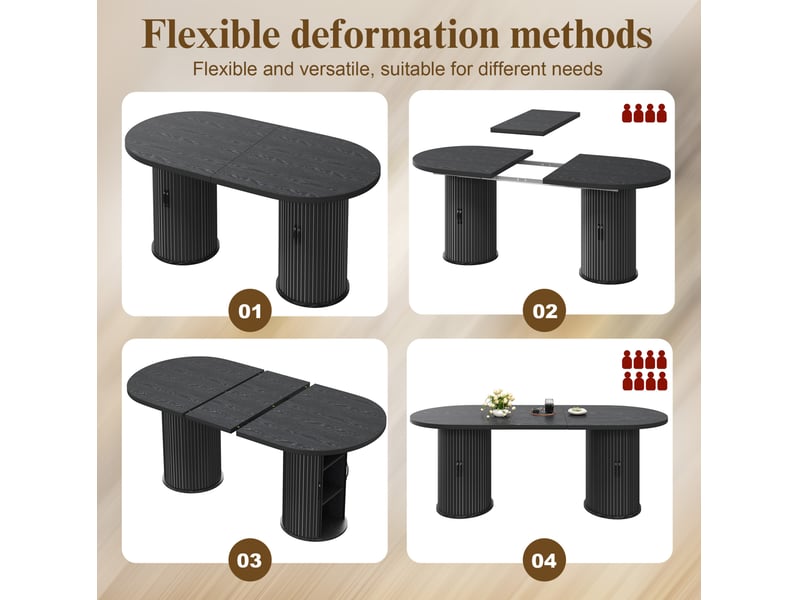 Table à manger extensible noire – mdf et métal – 150 à 190 x 80 x 75 cm - Conforama E