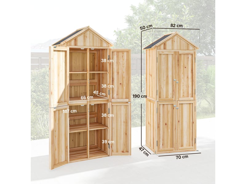  Armoire de jardin en bois avec toit en asphalte 82x50x190 cm  - Conforama C