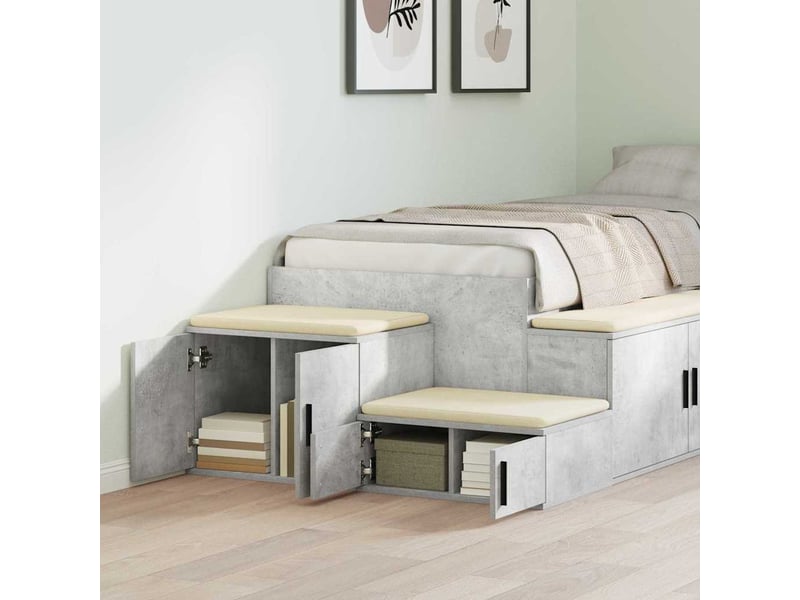  Table de chevet - table de rangement 2 pc gris béton 127 x 41 x 40 cm  - Conforama C
