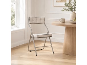 Lot de 2 chaises pliantes 47x46x80 cm, assise rembourrée, dossier inclinable 110°, kaki, métal