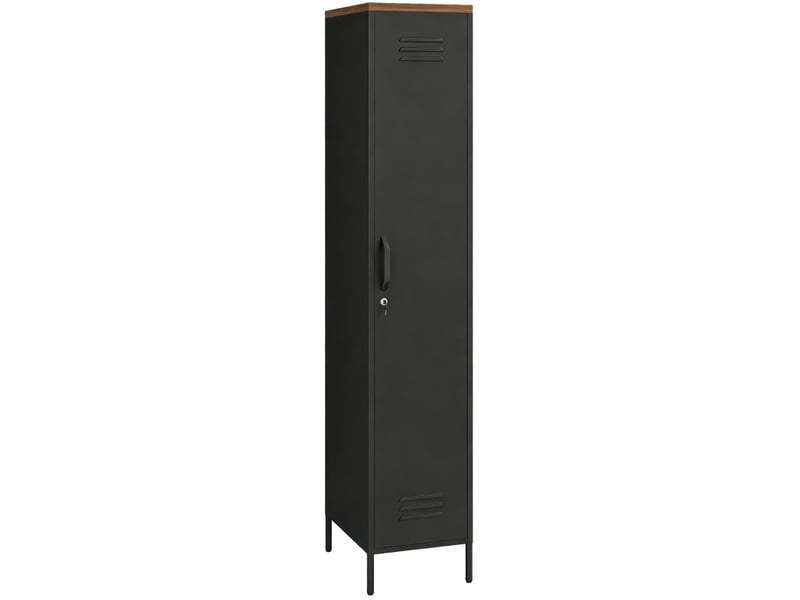 Armoire métallique industrielle à porte verrouillable avec 4 étagères réglables pour chambre, garage ou bureau noire - Conforama A
