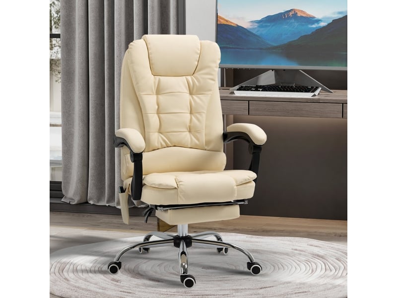  Fauteuil de bureau dorora ergonomique massant réglable crème  - Conforama D