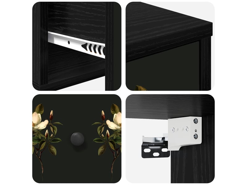  Table de chevet - cabinet de chevet - table de nuit mural bremen chêne noir 36 x 33 x 25 cm  - Conforama E