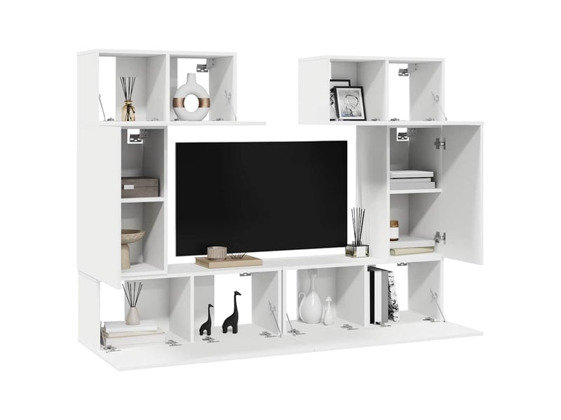 Ensemble de meubles tv - banc tv - meuble de rangement 6 pcs blanc bois d'ingénierie  - Conforama C