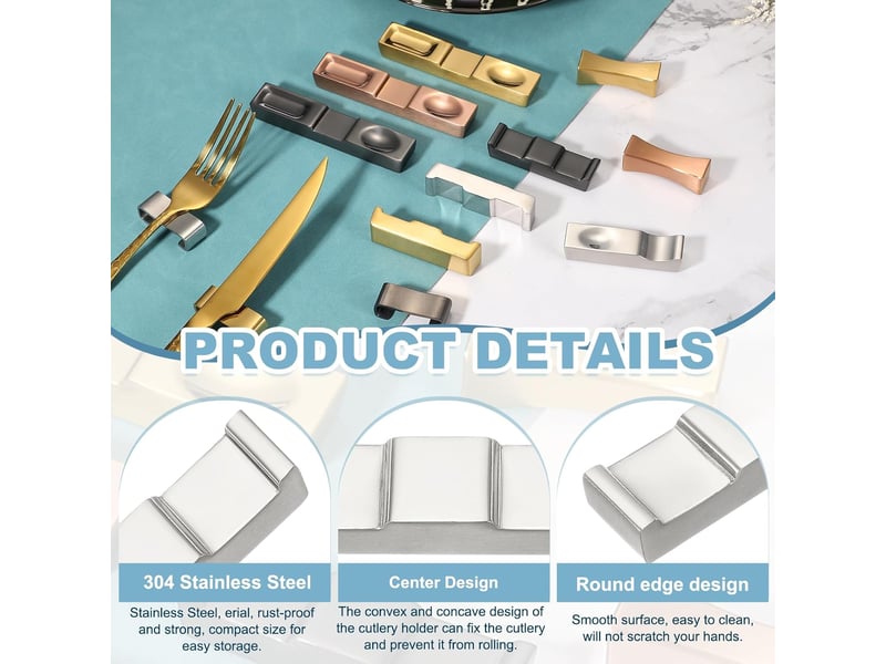 Lot de 2 repose-baguettes en acier inoxydable 304 - 6,8 x 1,8 x 1,4 cm - ustensiles de cuisine pour cuillère, fourchette, cuillère à café, repose-outi - Conforama B