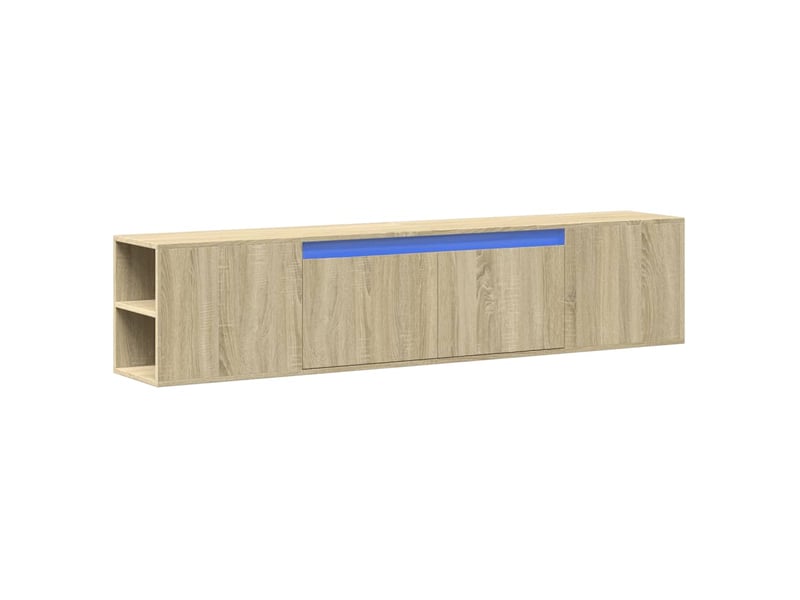 Meuble tv - banc tv - meuble de rangement mural avec led chêne sonoma 180x31x39,5 cm - Conforama C
