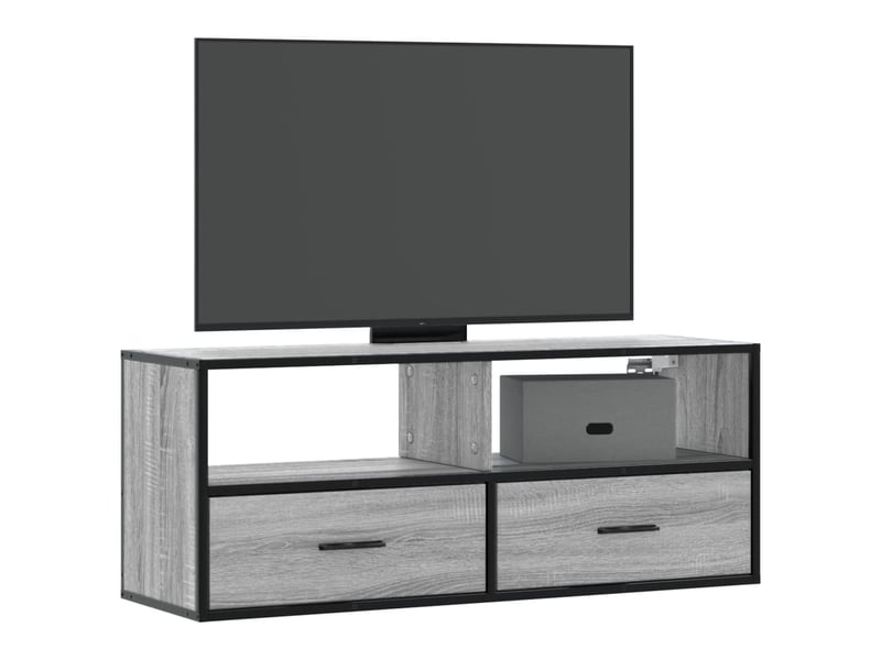  Meuble tv - banc tv - meuble de rangement sonoma gris 100x31x39,5 cm bois d'ingénierie et métal  - Conforama B