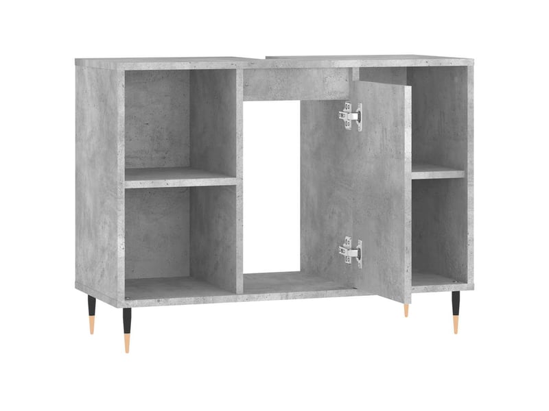  Meuble salle de bain rangement, commode gris béton 80x33x60cm bois d'ingénierie shl9197  - Conforama E