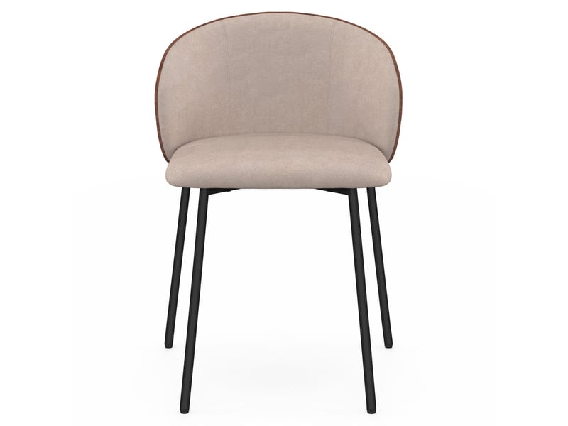  Lot de 4 chaises penny en tissu taupe et dossier effet noyer pour salle à manger  - Conforama C