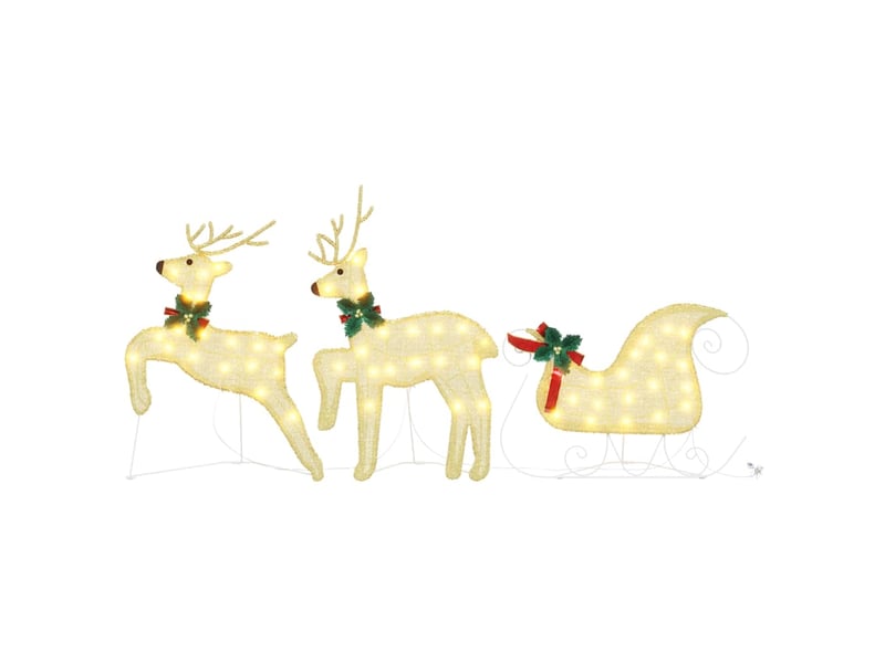 Lot de 3 rennes led, éclairage de noël, décoration de noël blanc chaud 43 x 18 x 66 cm tissu cf62081 - Conforama D