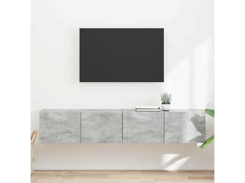  Meuble tv - banc tv - meuble de rangement mural 2 pcs béton bois d'ingénierie  - Conforama B