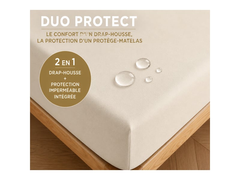  Drap housse duoprotect 180 x 200 + 30 cm avec technologie imperméable intégrée  - Conforama B