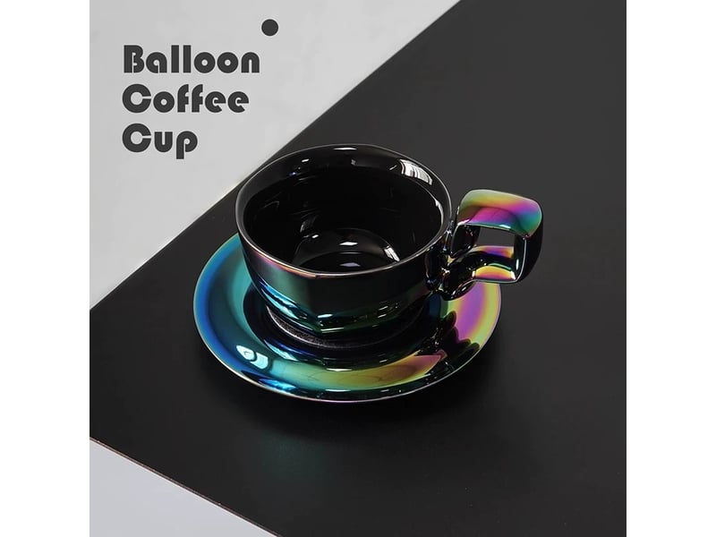  Mug en céramique à forme ballon, noir aurora, ouverture de 11,5 cm  - Conforama B