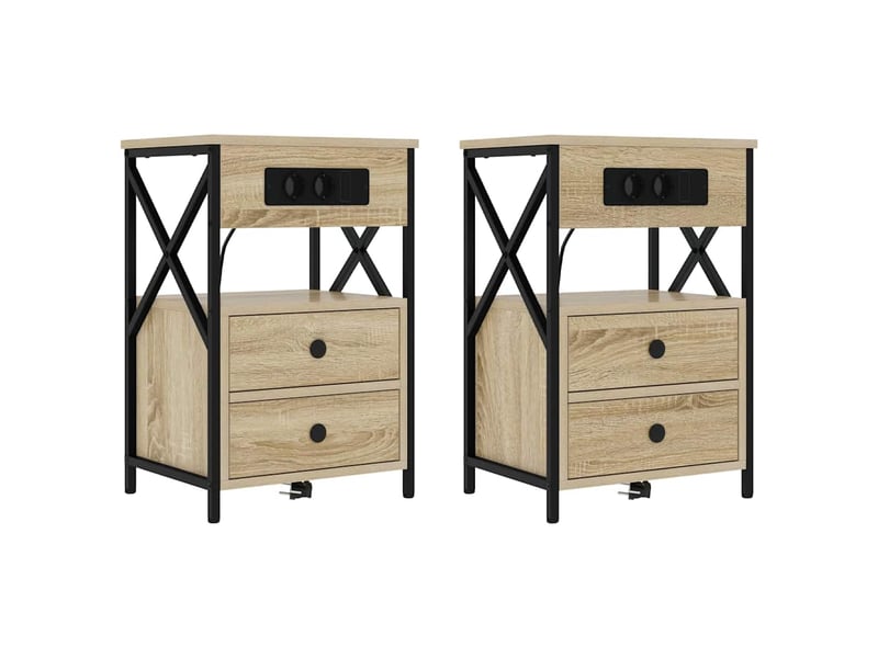  Table de chevet - cabinet de chevet - table de nuit 2 pc chêne sonoma 40 x 31 x 60 cm  - Conforama A