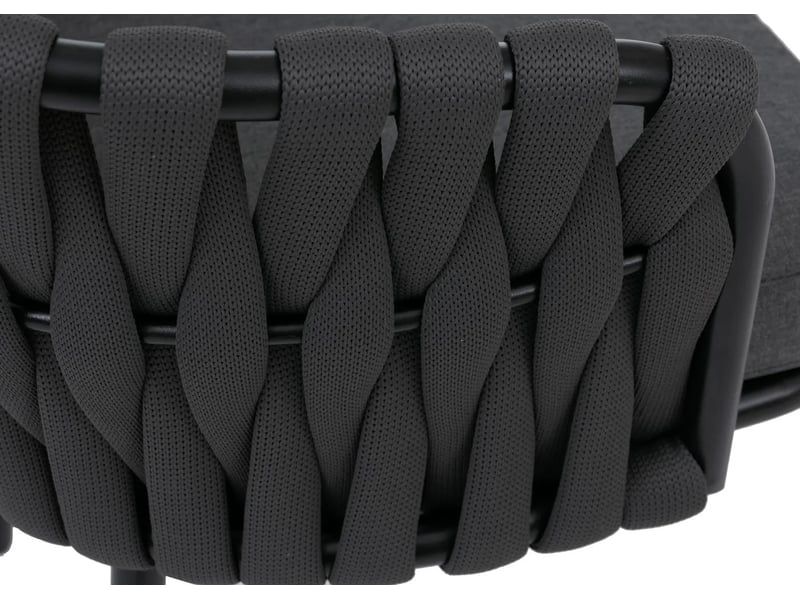  Lot de 6 chaises de salle à manger ou extérieur avec accoudoirs coussins amovibles et cordage élastique polyester anthracite et aluminium 04_0008722  - Conforama C