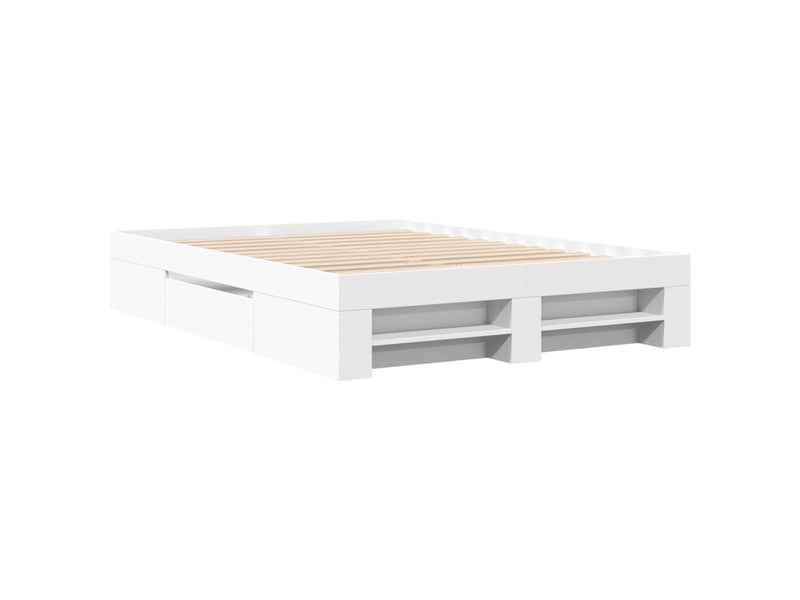  Lit double- lit adulte -  cadre de lit sans matelas blanc 135x190 cm bois d'ingénierie  - Conforama B