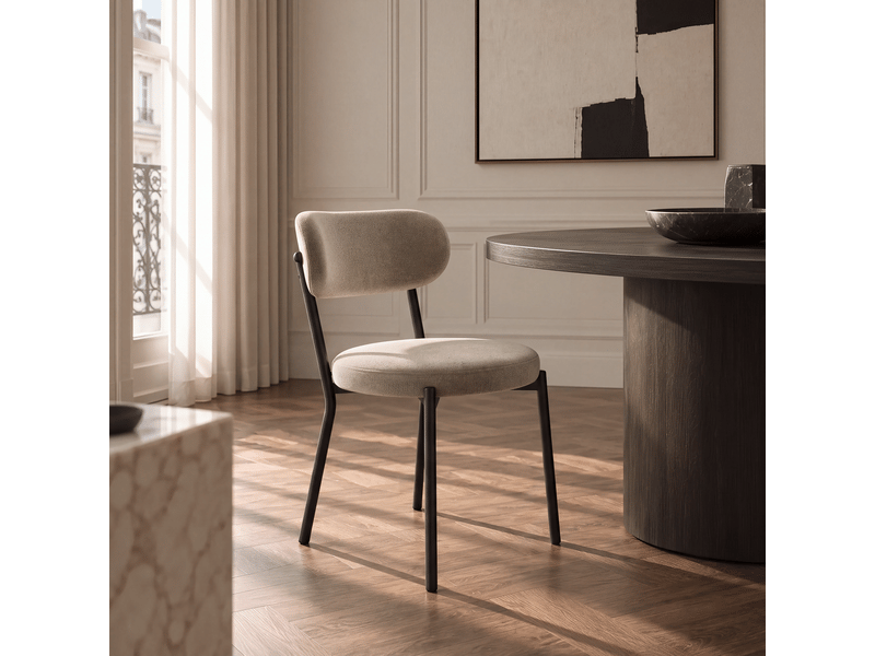  Lot de 2 chaises en tissu tramé toucher doux taupe bailey SC66VTTP - Conforama B