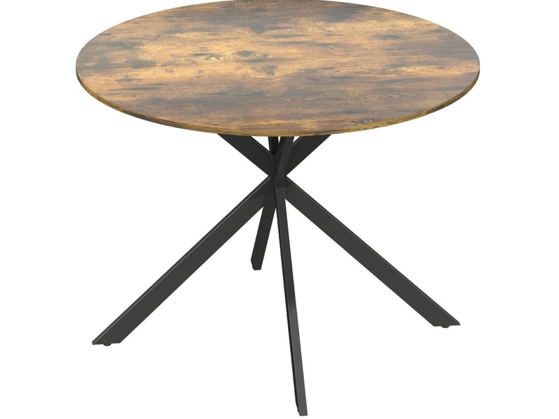  Table de salle à manger ronde 4 personnes avec pieds x réglables, style industriel marron en bois 100 × 75 cm  - Conforama A