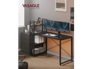 Bureau avec étagères réversible à gauche ou à droite, longueur 137,2 cm, table d'ordinateur, pour bureau à domicile, montage facile, noir boisé
