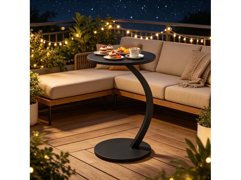  Table d’appoint ronde en c, plateau de 40 cm, mdf et métal, noire  - Conforama D