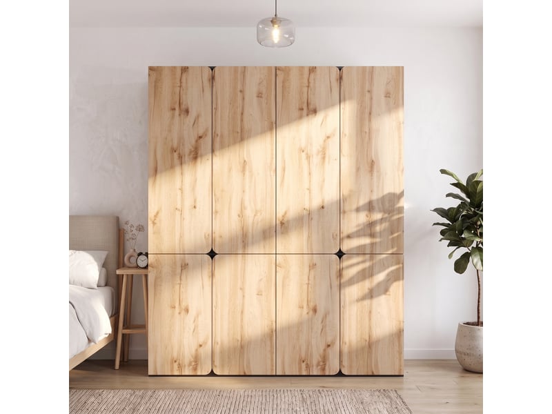  Armoire 180 x 50 x 200 cm avec 8 portes, 2 penderies et 6 tiroirs, grand meuble de rangement à portes battantes, design moderne pour chambre, entrée ou bureau OPULERANE TRADING LTD - Conforama B