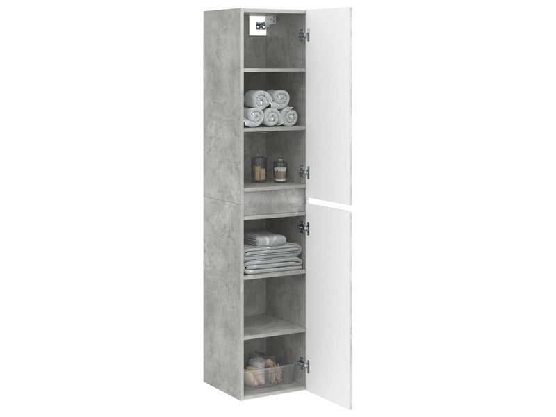  Cabinet salle de bain mural, meuble de rangement gris béton 33x34.5x160 cm shl6925  - Conforama C