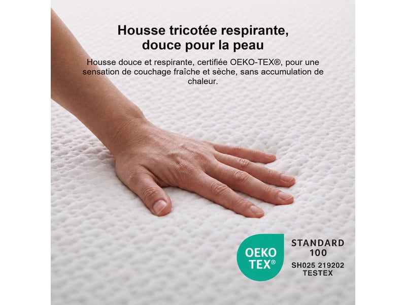  Novilla matelas en mousse 140 x 200 cm, épaisseur 25 cm, réversible, 7 zones, housse lavable, tissu oeko-tex, mousse certipur-us  - Conforama C