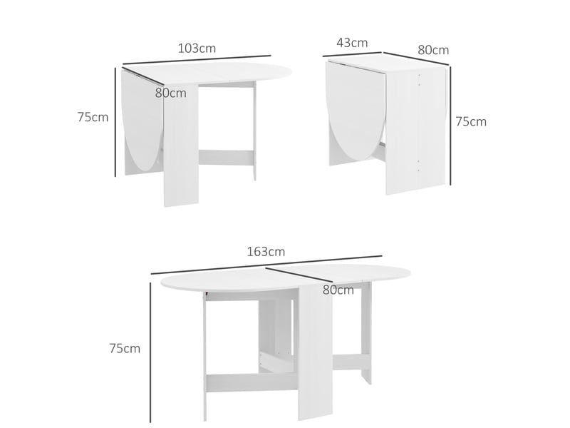 Table à manger pliante 6 personnes - table design ovale effet bois blanc - Conforama C