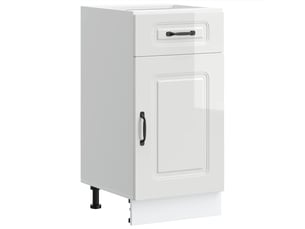 Meuble de rangement, armoire de cuisine kalmar blanc brillant bois ingénierie