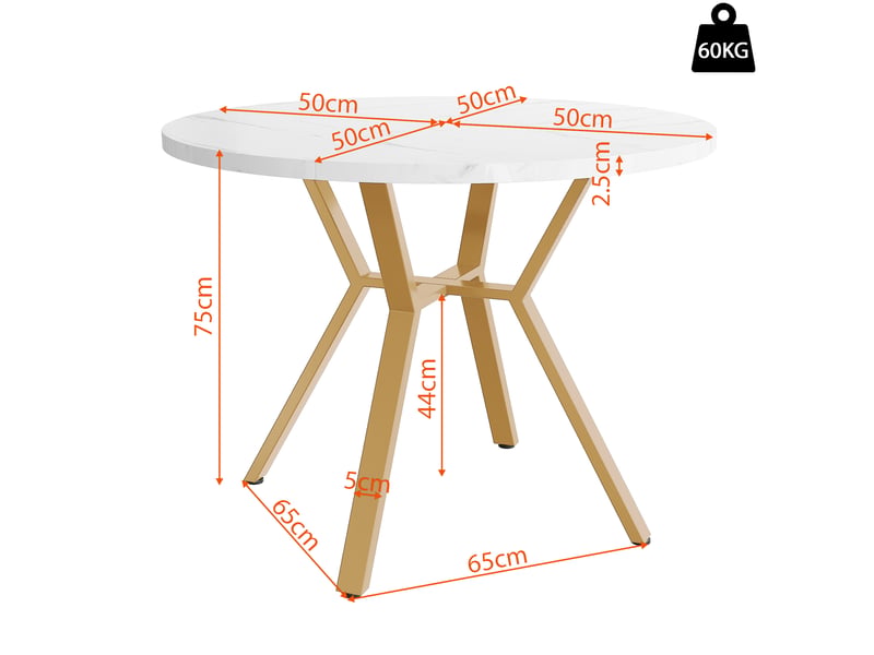 Ensemble repas 5 pièces 100 cm – noir et doré – table ronde avec placage marbre et 4 chaises en velours - Conforama C